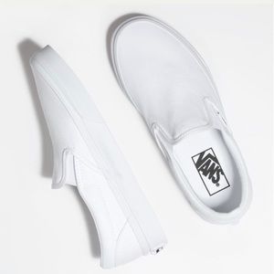 vans slip ons true white
